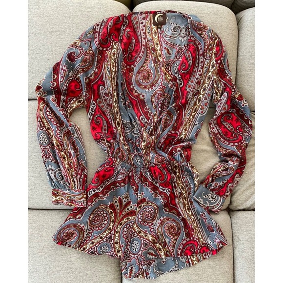 PLANET BLUE BLU MOON Romper Paisley Denim-esque BOHO Gypsy Beach XS/S fit - Picture 2 of 13
